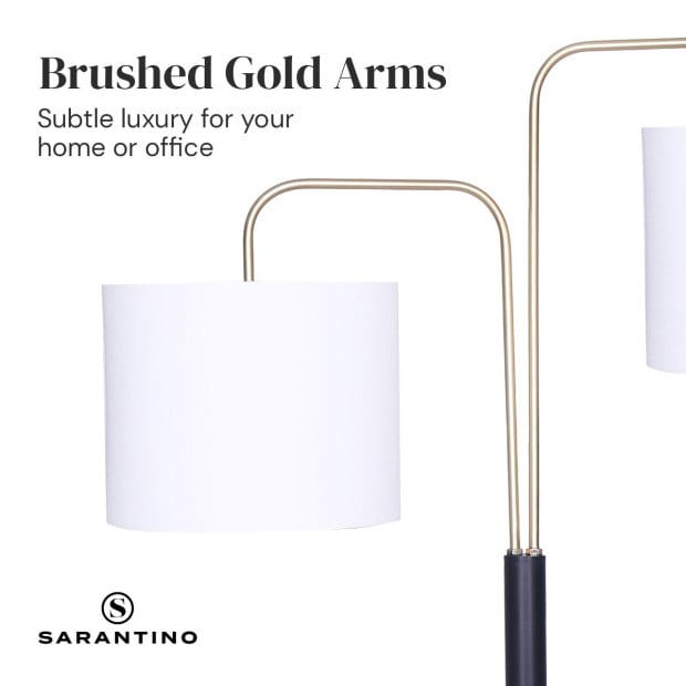 Sarantino 2-Shade Metal Floor Lamp - Black & Gold Image 2