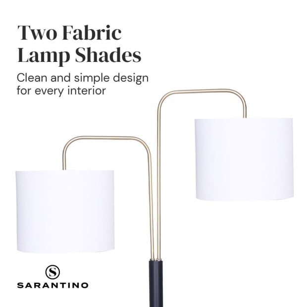 Sarantino 2-Shade Metal Floor Lamp - Black & Gold Image 3