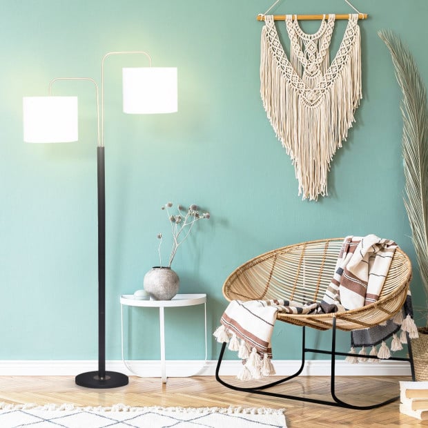 Sarantino 2-Shade Metal Floor Lamp - Black & Gold Image 6