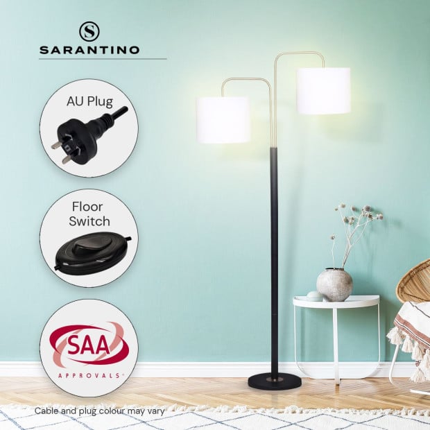 Sarantino 2-Shade Metal Floor Lamp - Black & Gold Image 7