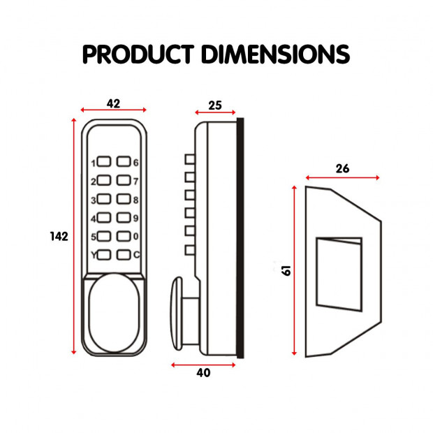 Push Button Digital Combination Security Door Lock Zinc Alloy Image 5