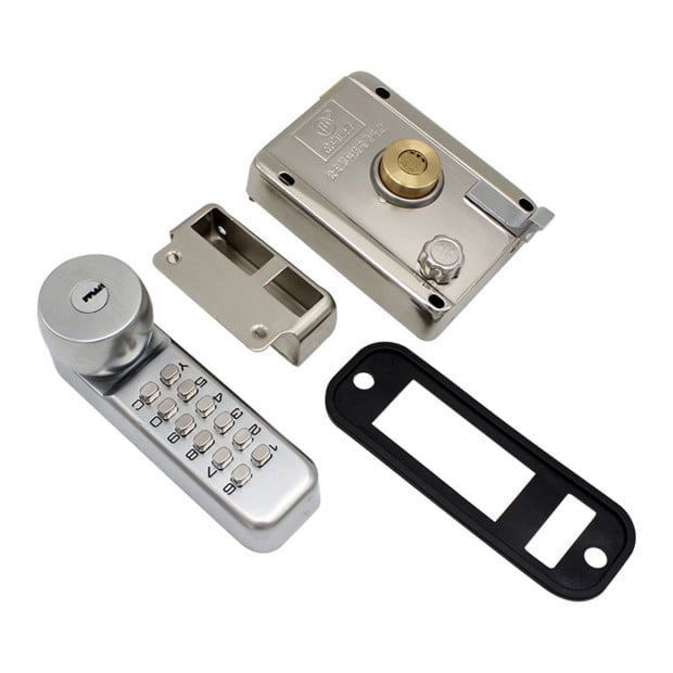 Push Button Digital Mechanical Combination Security Door Lock Chrome Image 2