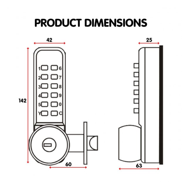Push Button Digital Mechanical Combination Security Door Lock Chrome Image 6