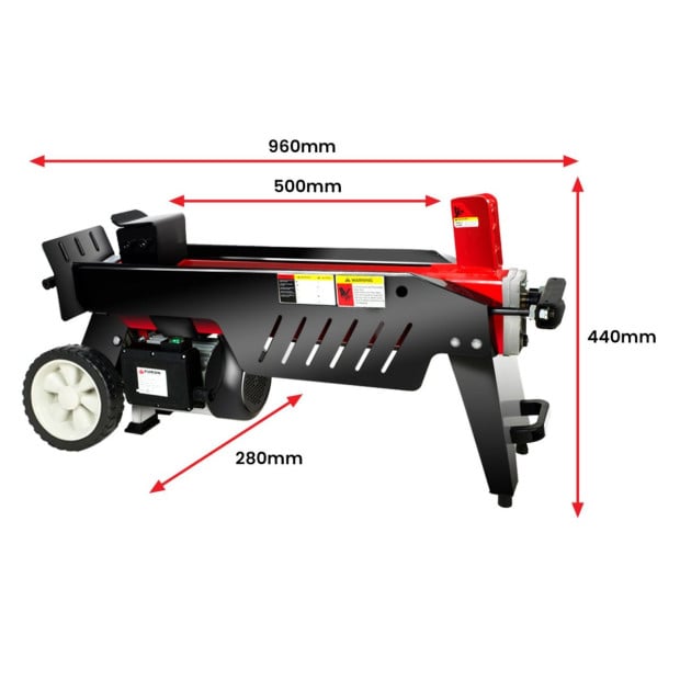 Yukon 7 Tonne 2000W Electric Hydraulic Log Splitter Wood Cutter w/ Side Protectors Image 2
