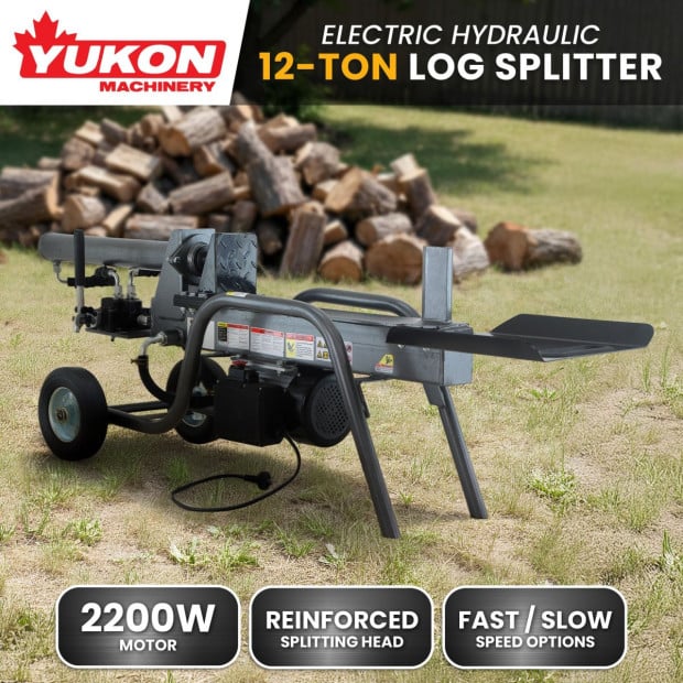 Yukon 12 Tonne Electric Hydraulic Log Splitter Heavy-Duty Firewood Splitter