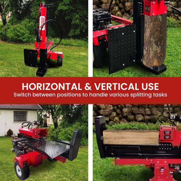 Yukon 75 Tonne Hydraulic Petrol 420cc Log Splitter Electric Key Start Vertical and Horizontal Image 11