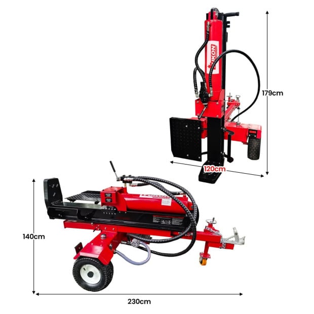 Yukon 75 Tonne Hydraulic Petrol 420cc Log Splitter Electric Key Start Vertical and Horizontal Image 4