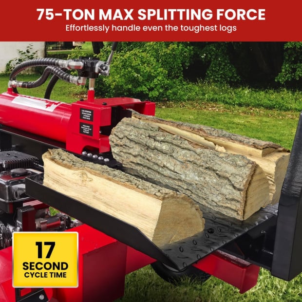 Yukon 75 Tonne Hydraulic Petrol 420cc Log Splitter Electric Key Start Vertical and Horizontal Image 8