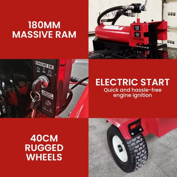 Yukon 75 Tonne Hydraulic Petrol 420cc Log Splitter Electric Key Start Vertical and Horizontal Image 9