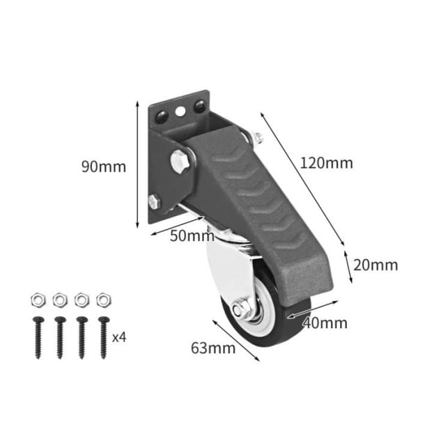 Workbench Caster Wheels Kit Heavy Duty Retractable 320KG Table 4PCS Image 3