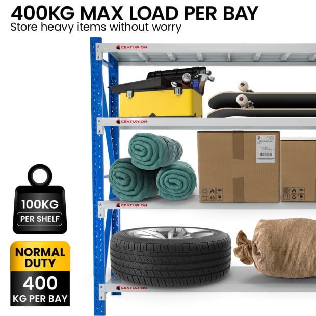 Centurion Standard 4-Bay 4M Wide Heavy Duty Shelving 400kg Image 2