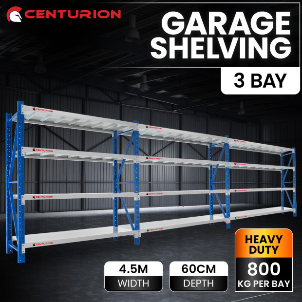 Centurion Pro 3 Bay 4.5M Wide Long-Span Garage Shelving 800kg