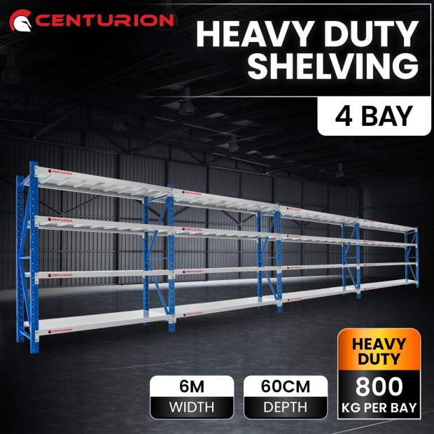 Centurion Pro 4 Bay 6M Wide Heavy Duty Shelving 800kg