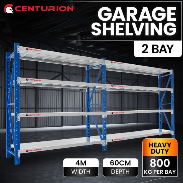 Centurion Pro 2 Bay 4M Wide Long-Span Garage Shelving 800kg