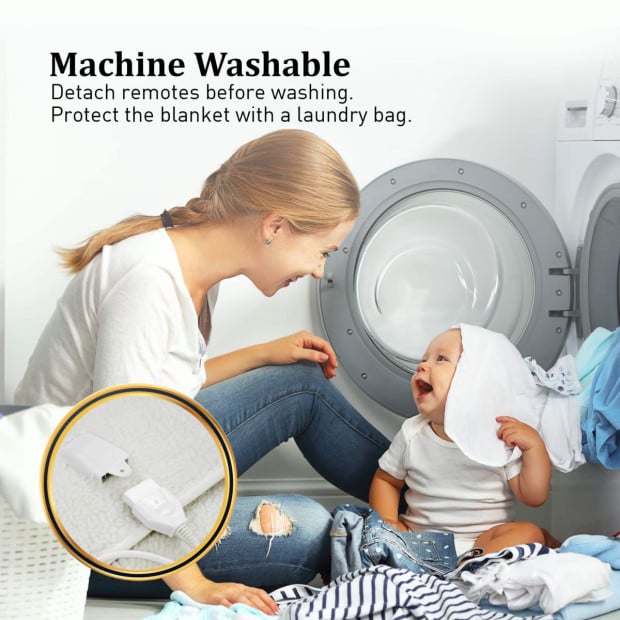 Laura Hill Heated Electric Blanket Queen Fitted Polyester - White Image 9