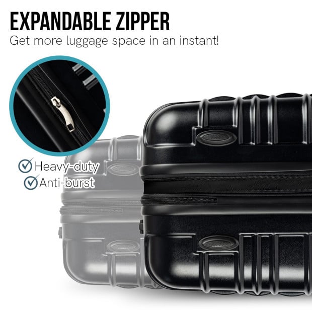 Olympus 3PC Noctis Luggage Set Hard Shell ABS+PC - Stygian Black Image 7