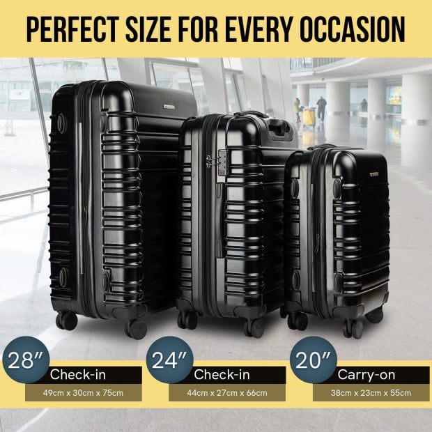 Olympus 3PC Noctis Luggage Set Hard Shell ABS+PC - Stygian Black Image 10