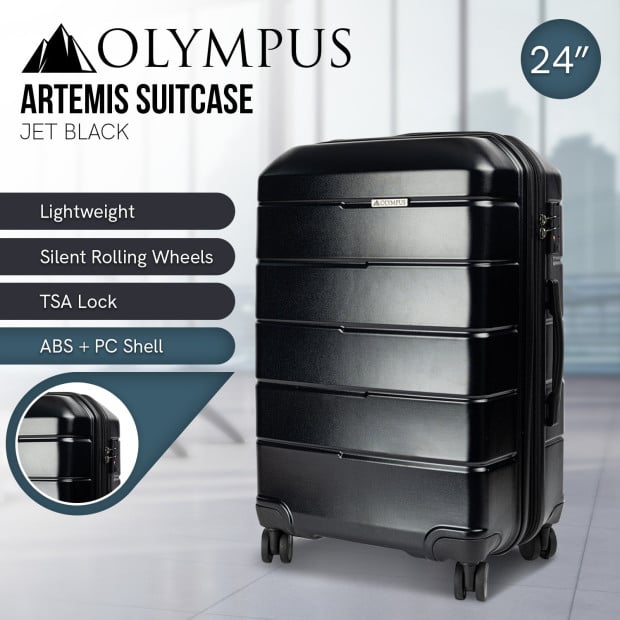 Olympus Artemis 24in Hard Shell Suitcase ABS+PC Jet Black
