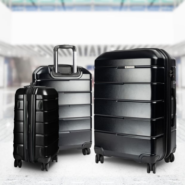 Olympus 3PC Artemis Luggage Set Hard Shell Suitcase ABS+PC Jet Black Image 14