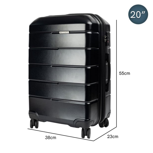 Olympus 3PC Artemis Luggage Set Hard Shell Suitcase ABS+PC Jet Black Image 4