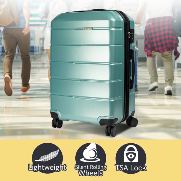 Olympus 3PC Artemis Luggage Set Hard Shell ABS+PC - Electric Teal Image 8