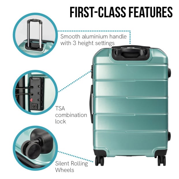 Olympus 3PC Artemis Luggage Set Hard Shell ABS+PC - Electric Teal Image 3