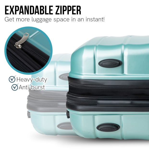 Olympus 3PC Artemis Luggage Set Hard Shell ABS+PC - Electric Teal Image 7
