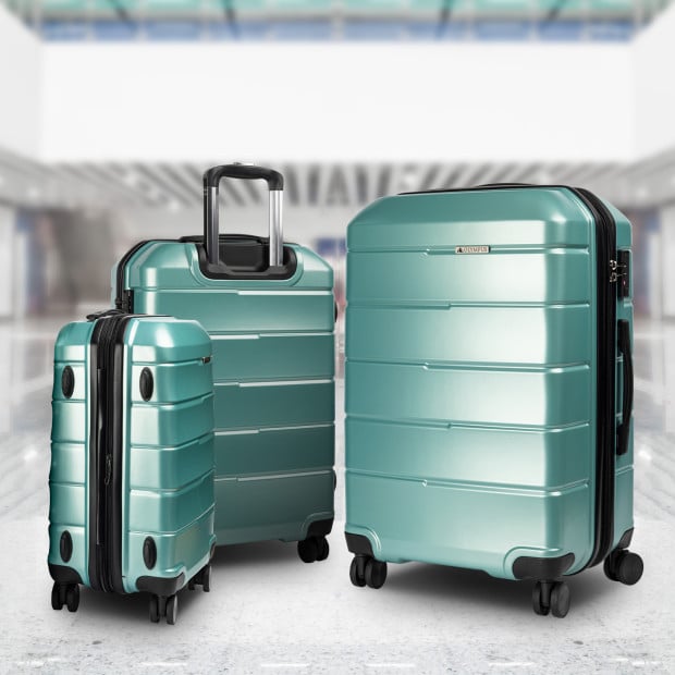 Olympus 3PC Artemis Luggage Set Hard Shell ABS+PC - Electric Teal