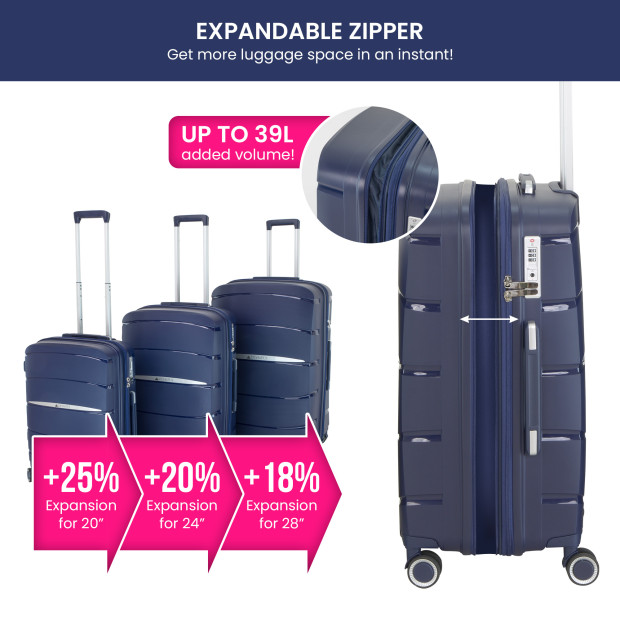 Olympus 3PC Eos Luggage Set Hard Shell Suitcase ABS+PC - Blue Image 12