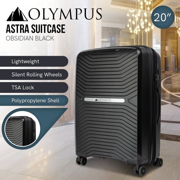 Olympus Astra 20in Lightweight Hard Shell Suitcase - Obsidian Black