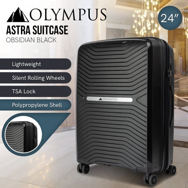 Olympus Astra 24in Lightweight Hard Shell Suitcase - Obsidian Black