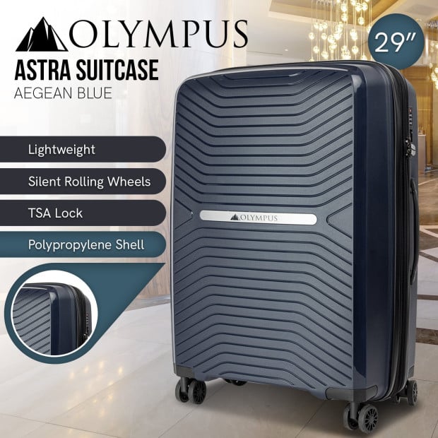 Olympus Astra 29in Lightweight Hard Shell Suitcase - Aegean Blue