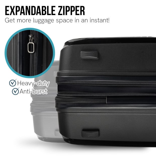 Olympus 3PC Astra Luggage Set Hard Shell Suitcase - Obsidian Black Image 12