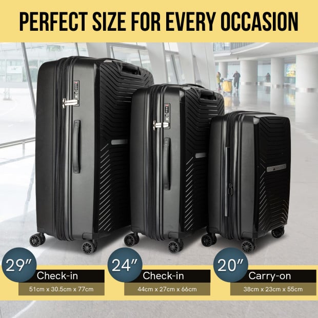 Olympus 3PC Astra Luggage Set Hard Shell Suitcase - Obsidian Black Image 15