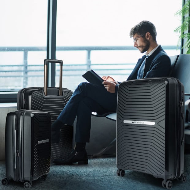 Olympus 3PC Astra Luggage Set Hard Shell Suitcase - Obsidian Black Image 14