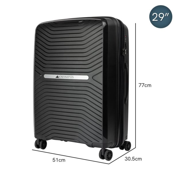 Olympus 3PC Astra Luggage Set Hard Shell Suitcase - Obsidian Black Image 2