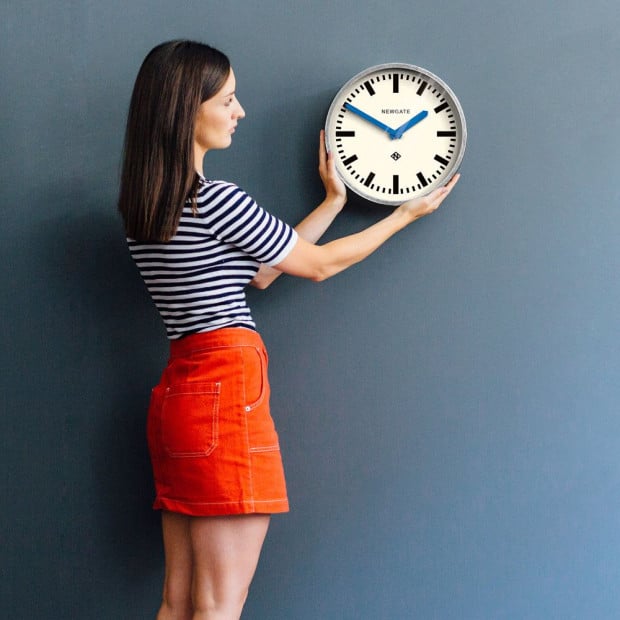 Newgate Luggage Wall Clock Galvanised Blue Hands Image 3