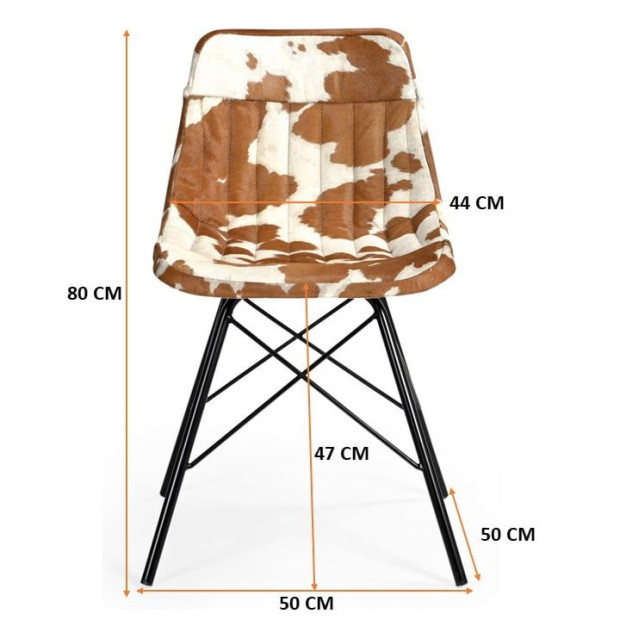 Eames Style Cowhide Chair Arm-less Dining 50X53X79cm Image 6