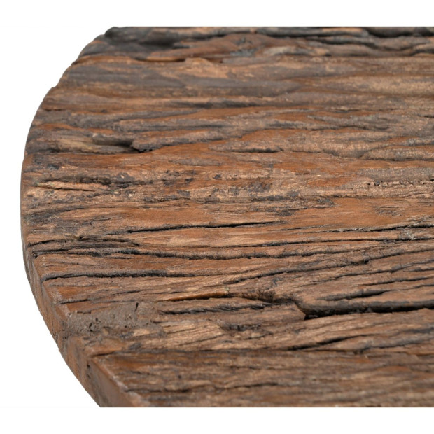Inverted Wood And Iron Side Table Cast Iron Round 49x49x58cm Image 3