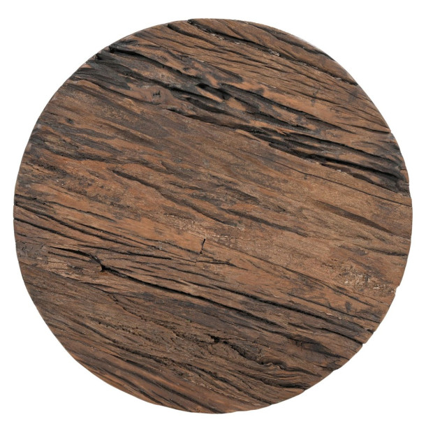 Inverted Wood And Iron Side Table Cast Iron Round 49x49x58cm Image 4