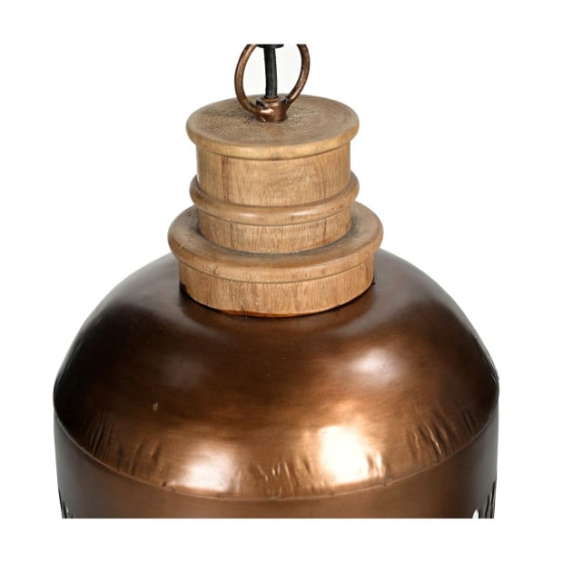 Copper Cut-out And Wood Lamp Shade Ceiling Image 3