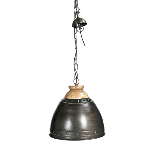 Washed Iron And Wood Lampshade Ceiling Hanging Light