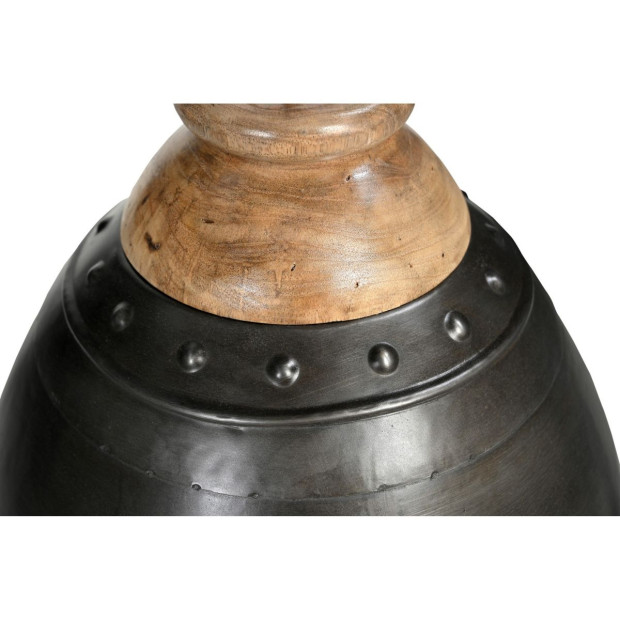 Washed Iron And Wood Lampshade Ceiling Hanging Light Image 3