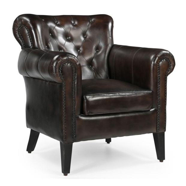 Chocolate Leather Arm Chair Sofa Lounge Seat 87X84X93cm Image 2
