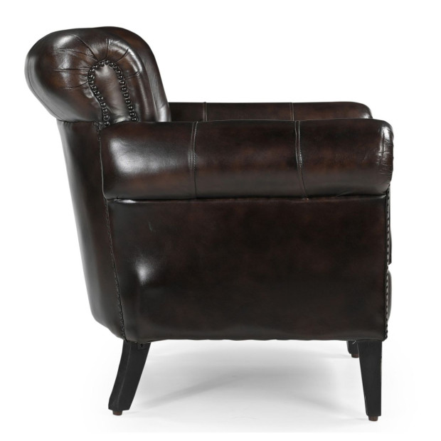 Chocolate Leather Arm Chair Sofa Lounge Seat 87X84X93cm Image 3