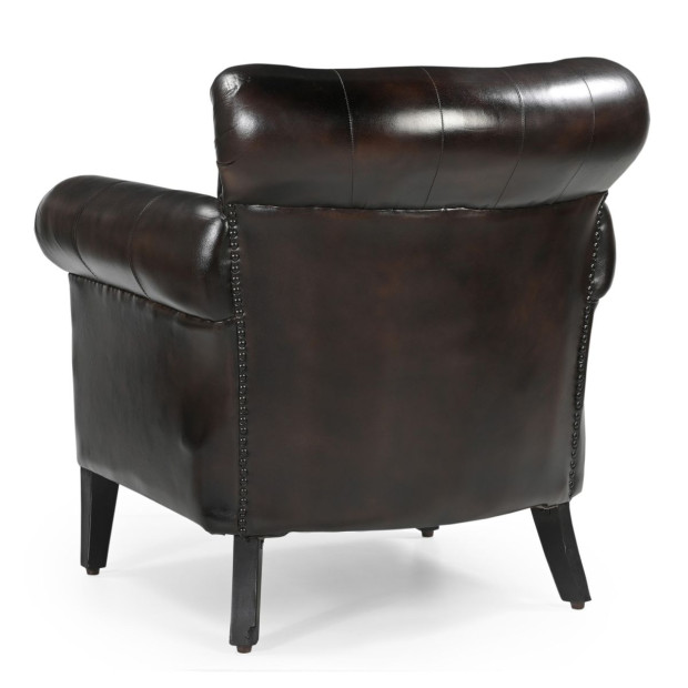 Chocolate Leather Arm Chair Sofa Lounge Seat 87X84X93cm Image 5