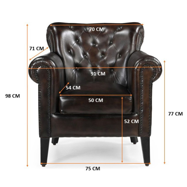 Chocolate Leather Arm Chair Sofa Lounge Seat 87X84X93cm Image 8