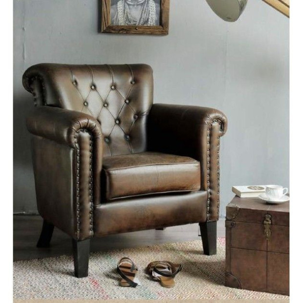 Chocolate Leather Arm Chair Sofa Lounge Seat 87X84X93cm Image 9