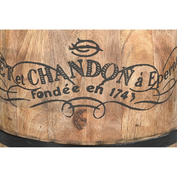 Cylindrical Moet Chandon Leather Ottoman Mango Wood Goat Leather Image 4