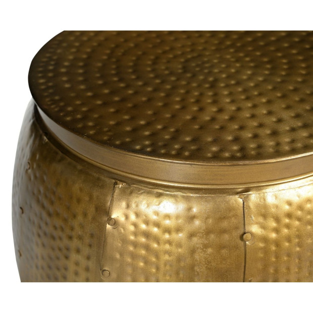Brass Look Hammered Side Table Round Desk Bedside 46.5x43x43 cm Image 3